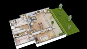 Apartment im Gartengeschoss mit Panoramablick auf das Meer und den Himmel