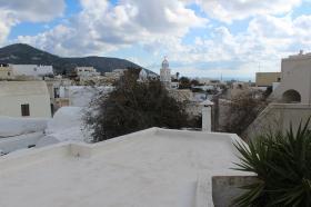 Haus auf der Insel Santorini im Megalochori